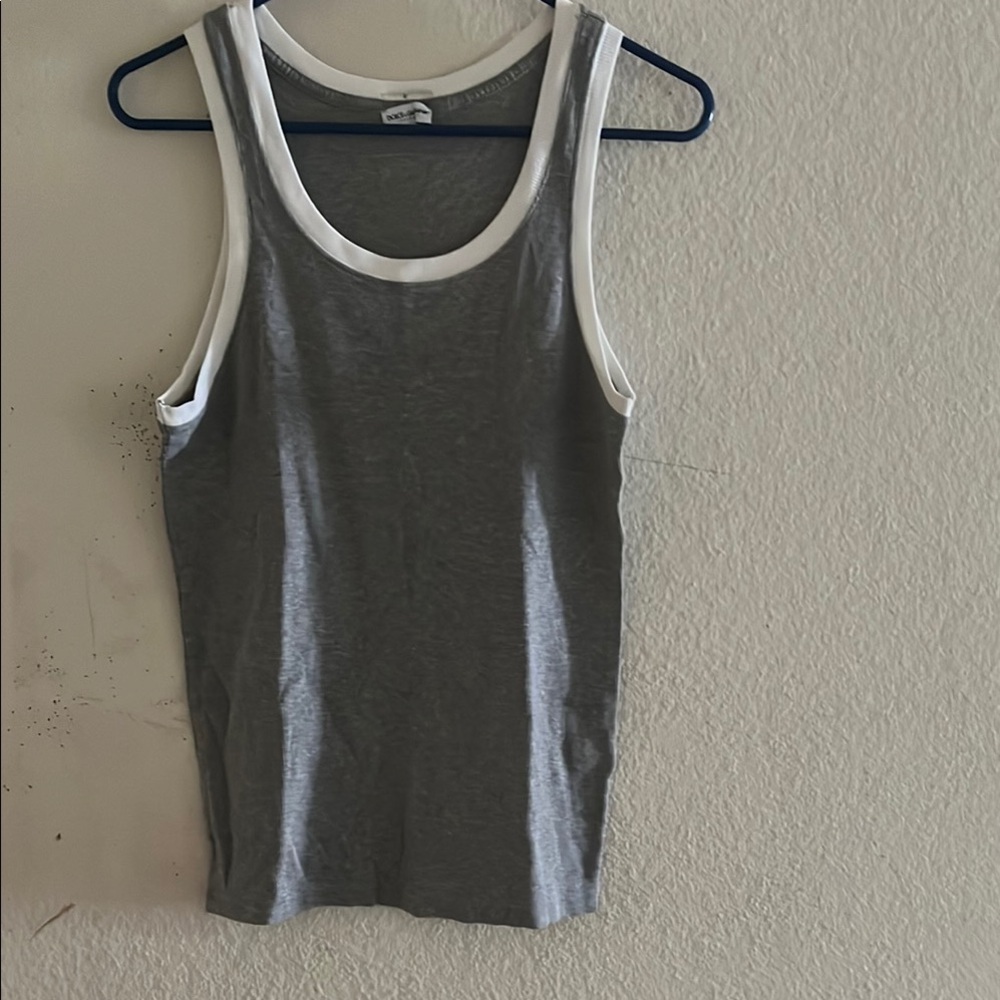 Gray and White Mens Tank Top